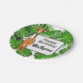 かわいい誕生日サファリの動物 |熱帯林 ペーパープレート (アングル)