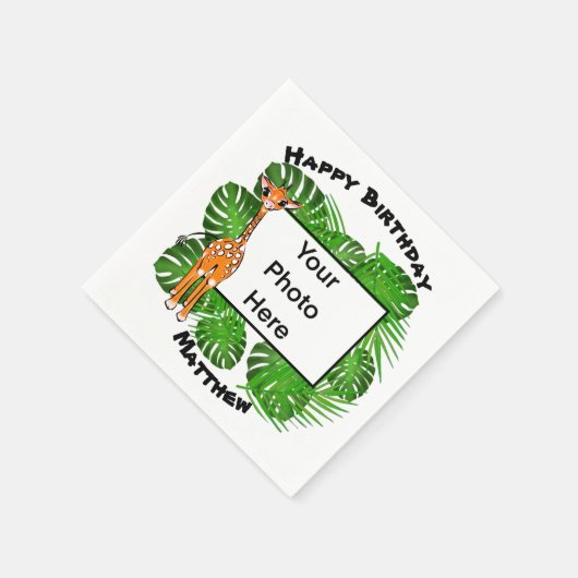 かわいい誕生日サファリキリン |熱帯林 スタンダードカクテルナプキン (角)