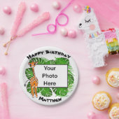 かわいい誕生日サファリキリン |熱帯林 ペーパープレート (パーティー)