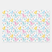 かわいい誕生日タイルのユニコーンの女の子のパーティー ラッピングペーパーシート (正面2)