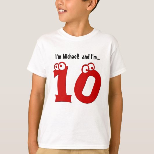 かわいい誕生日ティー10歳のおもしろい赤の番号 Tシャツ (正面)