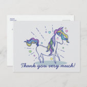 かわいい誕生日ドードルレインボーユニコーンありがとう ポストカード (正面/裏面)
