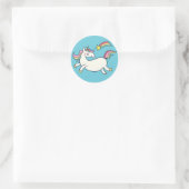 かわいい誕生日ドードルレインボーユニコーンと星。 ラウンドシール (バッグ)