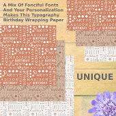 かわいい誕生日ニュートラルタン任意の年齢を追加子供名 ラッピングペーパーシート