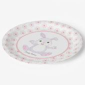 かわいい誕生日バニー&フラワーズ ペーパープレート (アングル)