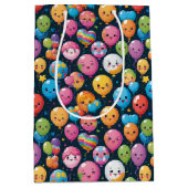 かわいい誕生日バルーンパターン ミディアムペーパーバッグ (正面)