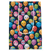 かわいい誕生日バルーンパターン ミディアムペーパーバッグ (裏面)