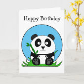 かわいい誕生日パンダ カード (黄色い花)