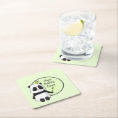 かわいい誕生日パンダ スクエアペーパーコースター (インサイチュ)