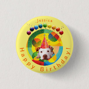 かわいい誕生日パーソナライズされたの犬 缶バッジ