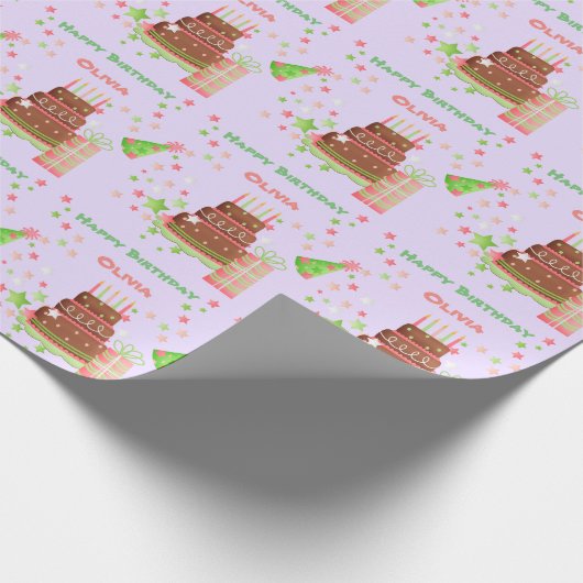 かわいい誕生日パーソナライズされた画像 ラッピングペーパー (角)