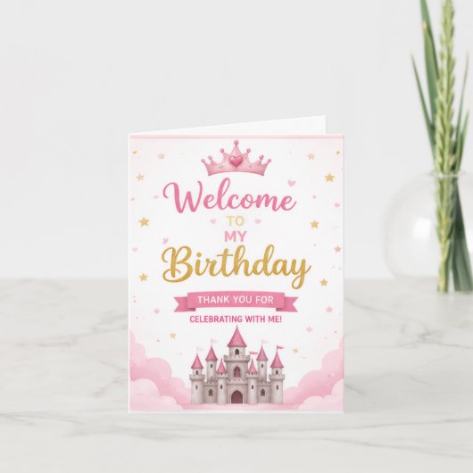 かわいい誕生日パーティーのお礼カードテンプレート カード (正面)