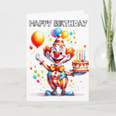 かわいい誕生日パーティーのピエロ カード (正面)