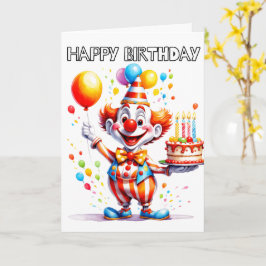 かわいい誕生日パーティーのピエロ カード