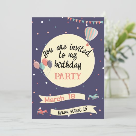 かわいい誕生日パーティーの招待状 招待状 (スタンド正面)