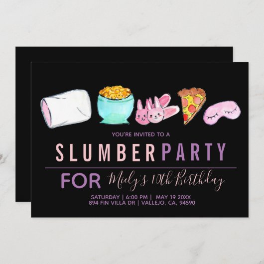 かわいい誕生日パーティーの招待状 招待状 (正面/裏面)