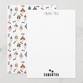 かわいい誕生日パーティーの犬の模様 サンキューカード