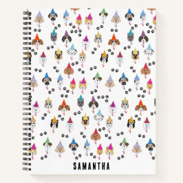 かわいい誕生日パーティーの犬の模様 ノートブック