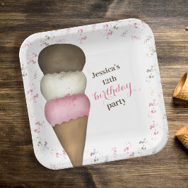 かわいい誕生日パーティーアイスクリームカスタム ペーパープレート