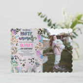 かわいい誕生日パーティー動物写真 招待状 (スタンド正面)