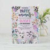 かわいい誕生日パーティー動物 招待状 (スタンド正面)