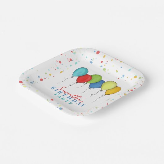 かわいい誕生日パーティー水彩風船 ペーパープレート (傾斜あり)