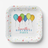 かわいい誕生日パーティー水彩風船 ペーパープレート (正面)