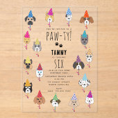 かわいい誕生日パーティー犬たち アクリル招待状 (正面)