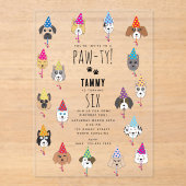 かわいい誕生日パーティー犬たち アクリル招待状 (正面)