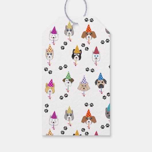 かわいい誕生日パーティー犬たち ギフトタグ (裏面)