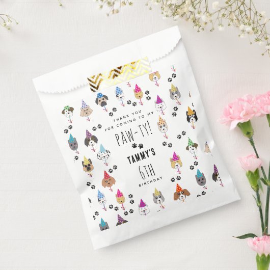 かわいい誕生日パーティー犬たち フェイバーバッグ (封をした状態)