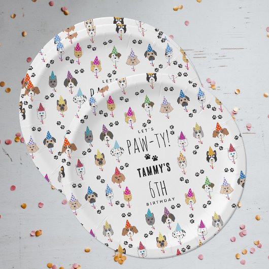 かわいい誕生日パーティー犬たち ペーパープレート