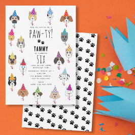 かわいい誕生日パーティー犬たち 招待状
