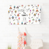 かわいい誕生日パーティー犬たち 横断幕 (インサイチュ)