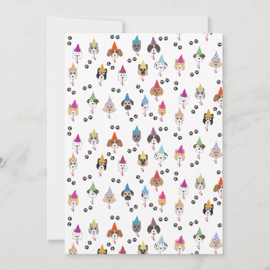 かわいい誕生日パーティー犬のパターン サンキューカード (裏面)