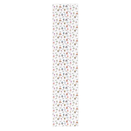 かわいい誕生日パーティー犬のパターン ショートテーブルランナー (正面)