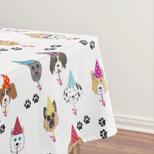 かわいい誕生日パーティー犬のパターン テーブルクロス