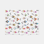 かわいい誕生日パーティー犬のパターン フリースブランケット (正面(横))