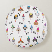 かわいい誕生日パーティー犬のパターン ラウンドクッション (裏面)