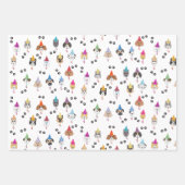 かわいい誕生日パーティー犬のパターン ラッピングペーパーシート (正面3)