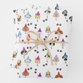 かわいい誕生日パーティー犬のパターン ラッピングペーパーシート (インサイチュ)