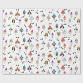 かわいい誕生日パーティー犬のパターン ラッピングペーパー (フラット)