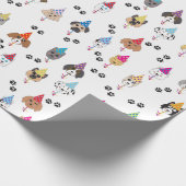 かわいい誕生日パーティー犬のパターン ラッピングペーパー (角)
