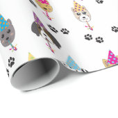 かわいい誕生日パーティー犬のパターン ラッピングペーパー (ロールコーナー)