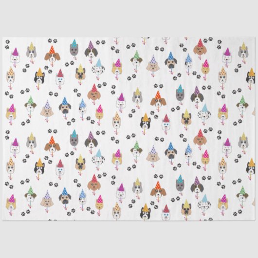 かわいい誕生日パーティー犬のパターン 薄葉紙 (正面)