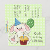 かわいい誕生日パーティー 招待状 (正面/裏面)