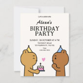 かわいい誕生日パーティー 招待状 (正面)