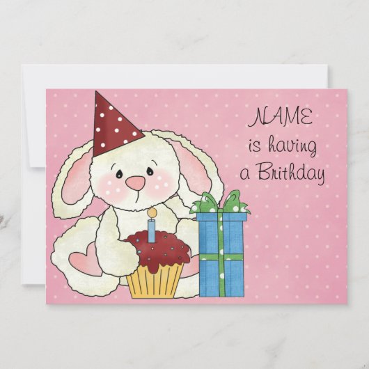 かわいい誕生日パーティー 招待状 (正面)