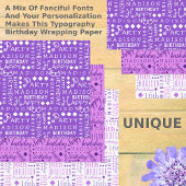 かわいい誕生日パープル任意の年齢を追加子供名 ラッピングペーパーシート