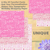 かわいい誕生日ピンク任意の年齢を追加子供名 ラッピングペーパーシート